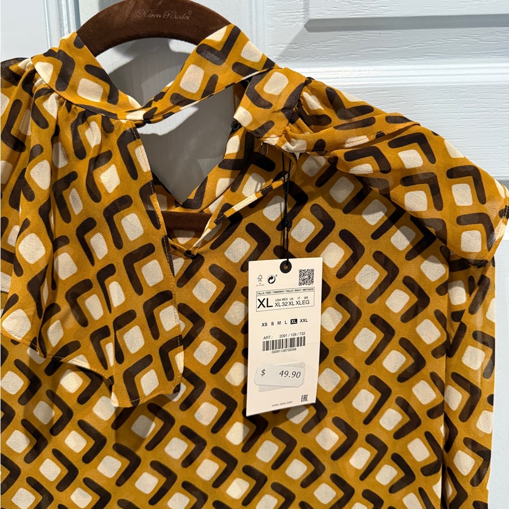 Geometric Patterned Yellow Blouse - image 2